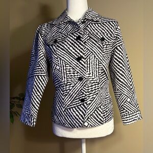 GUC: Jacket - Very Cool Zebra Pattern! Lightly Quilted, 2/3-Sleeves